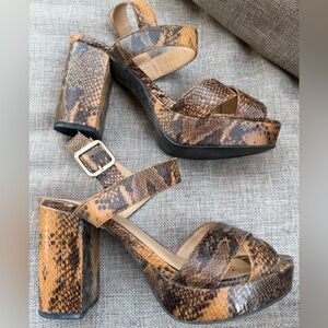 Women’s Brown Snakeskin Platform Sandals